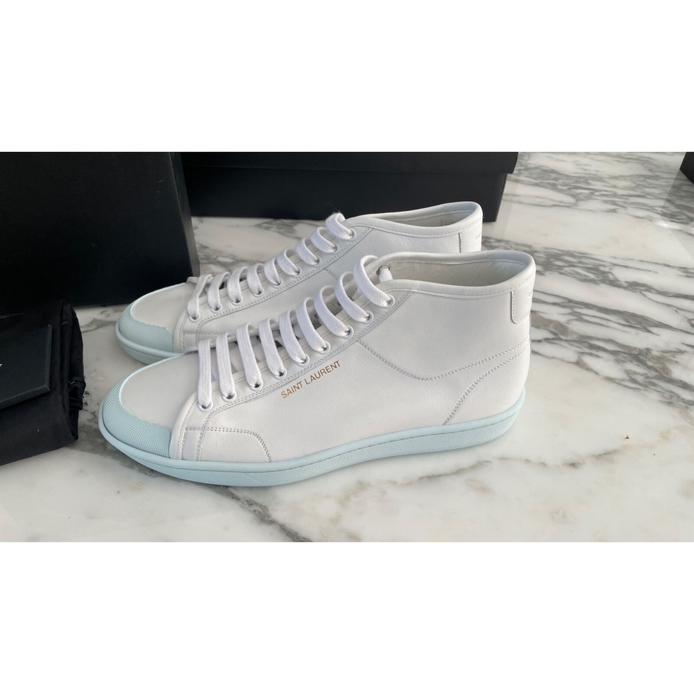 SAINT LAURENT 652773 9092  Men's White Leather High Top Shoes size 40 - Picture 6 of 8